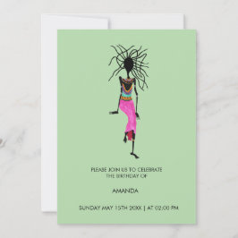 Abstrakt African Art, Warrior Woman Birthday Inbjudningar