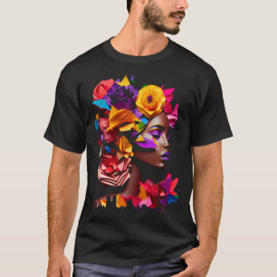 Abstrakt African Black Origami Hair Queen Paris Sk T Shirt