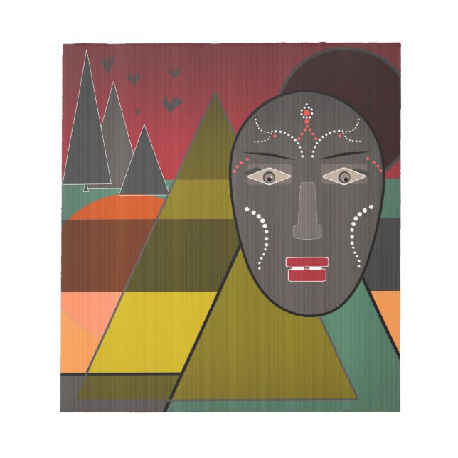 Abstrakt african mask i retro vintage färg anteckningsblock (Framsida)