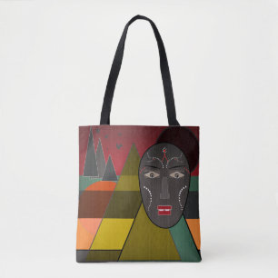 Abstrakt african mask i retro vintage färg tygkasse