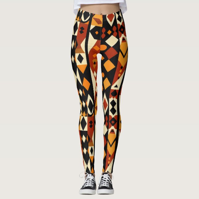 Abstrakt African Mönster Leggings (Framsida)