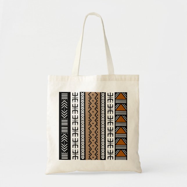 Abstrakt African Mudcloth Tote Bag Tygkasse (Framsidan)