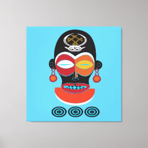 Abstrakt african-stammask, färgad canvastryck