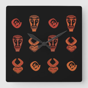 Abstrakt african tribal art fyrkantig klocka