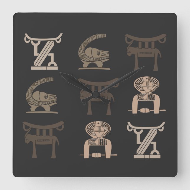 Abstrakt african tribal art fyrkantig klocka (Framsida)
