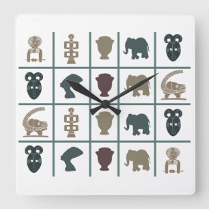 Abstrakt african tribal art fyrkantig klocka