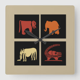 Abstrakt african tribal art fyrkantig klocka