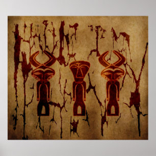 Abstrakt african tribal cave teckning poster