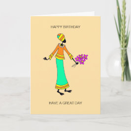 Abstrakt, afrikansk konst Dam och Blommigt födelse Kort