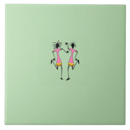 Abstrakt, afrikansk konst, elegant Dancers Party Kakelplatta