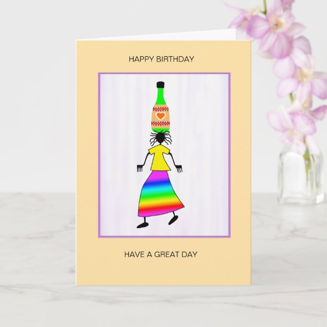 Abstrakt, afrikansk konst och Elegant födelsedag Kort (Orkide)