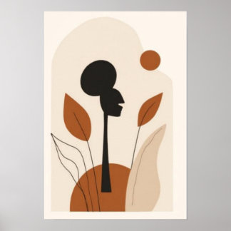 Abstrakt afrikansk kvinna väggkonst | Minimalistis
