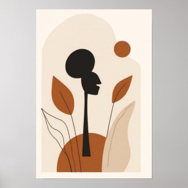 Abstrakt afrikansk kvinna väggkonst | Minimalistis (Framsidan)