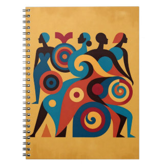 Abstrakt afrikansk kvinnlig geometrisk konst retro anteckningsbok