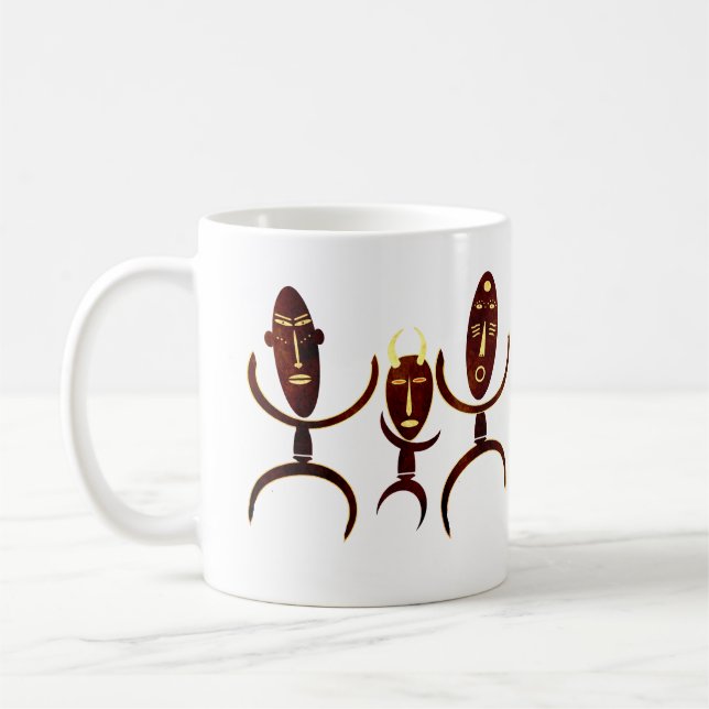 Abstrakt afrikansk stamdansscen  kaffemugg (Vänster)