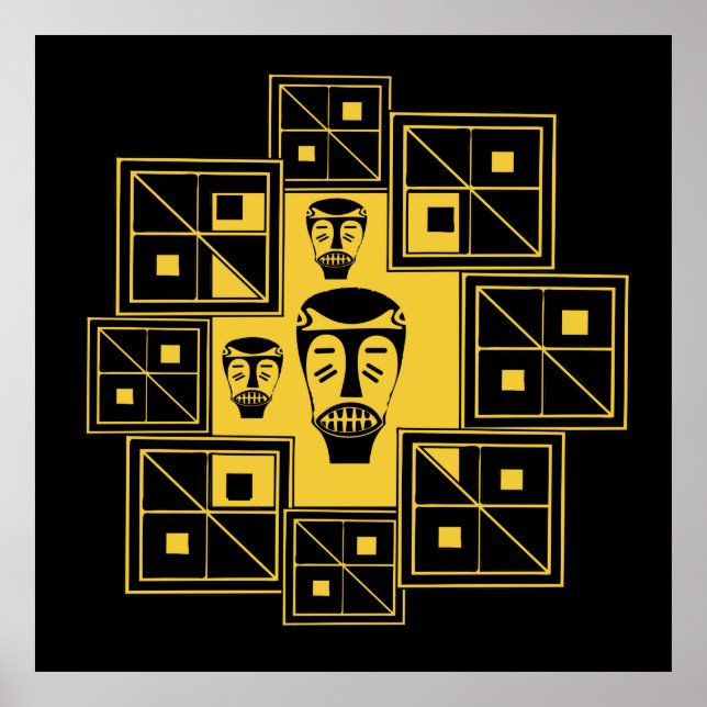 Abstrakt Afrikansk stamkonst Poster (Framsidan)