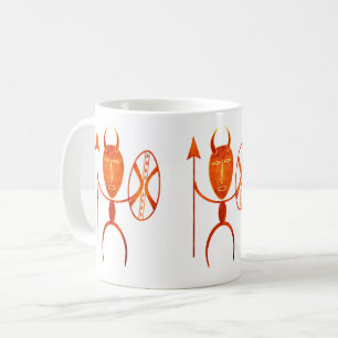Abstrakt afrikansk stamkrigarkonst kaffemugg