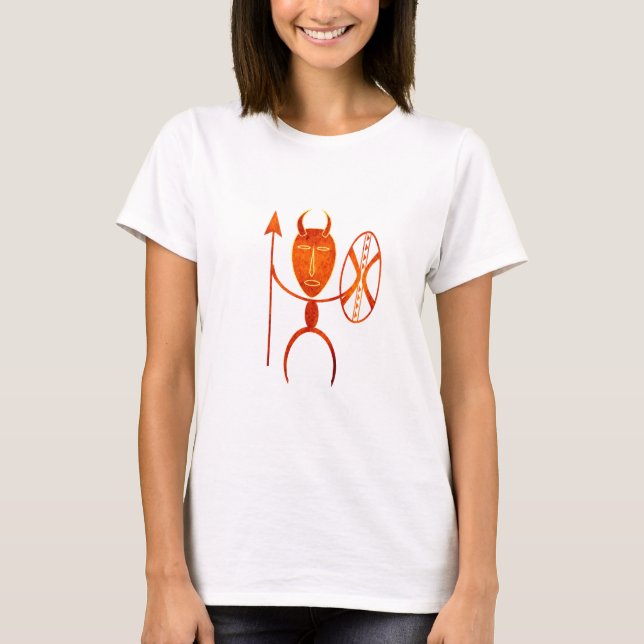 Abstrakt afrikansk stamkrigarkonst t shirt (Framsida)