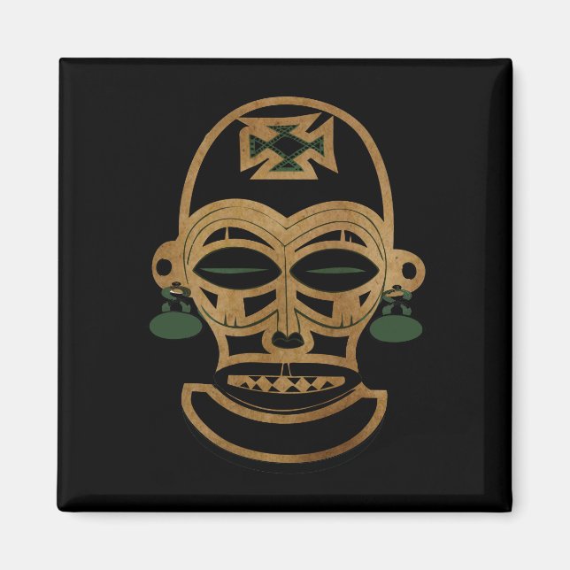 Abstrakt afrikansk tribal ansiktstatuering konst magnet (Framsidan)