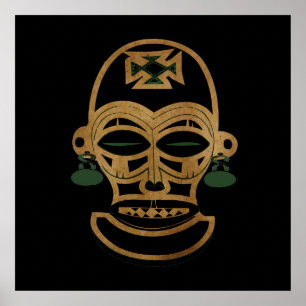 Abstrakt afrikansk tribal ansiktstatueringstecknin poster