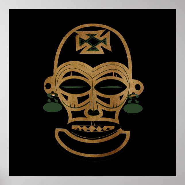 Abstrakt afrikansk tribal ansiktstatueringstecknin poster (Framsidan)