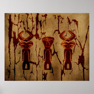 Abstrakt afrikansk tribal gammal teckning konst poster