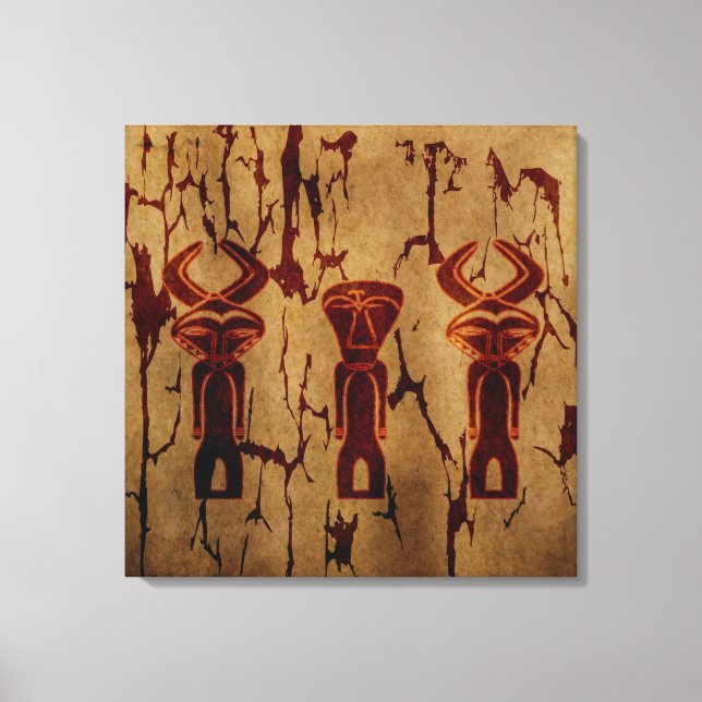 Abstrakt afrikansk tribal primitiv teckning konst canvastryck (Framsida)
