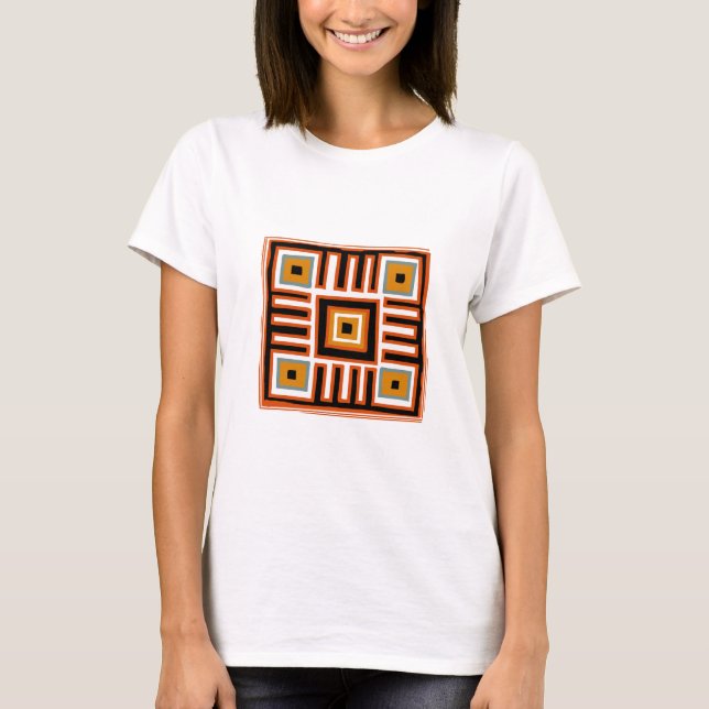 Abstrakt Afrikas geometriska stammar mönster T Shirt (Framsida)