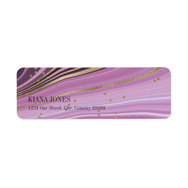 Abstrakt Agat Bröllop V2 Mauve ID827 Returadress Etikett (Framsidan)