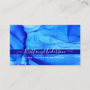 Abstrakt Agate Anpassningsbar Chic Indigo Blue Visitkort