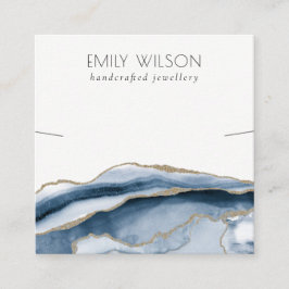 Abstrakt Agate Blue Guld Necklace Band-mall Fyrkantigt Visitkort