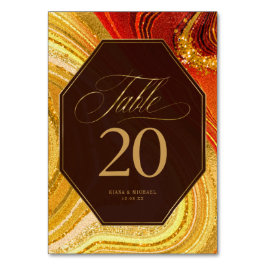 Abstrakt Agate Bröllop Hett Orange-ID827 Bordsnummer