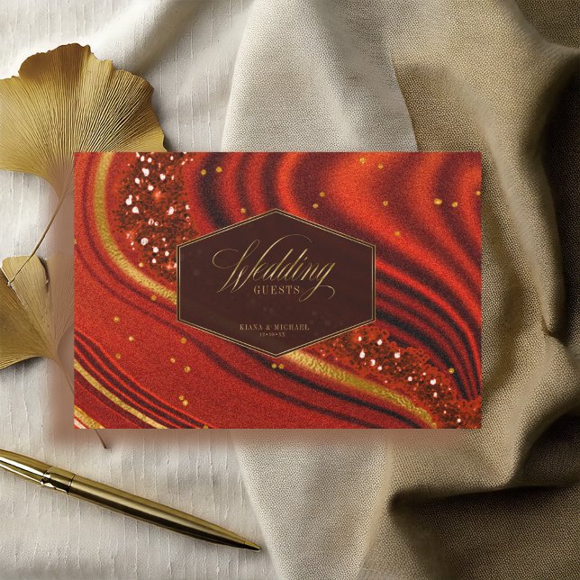 Abstrakt Agate Bröllop Hett Orange-ID827 Gästböcker (Skapare uppladdad)