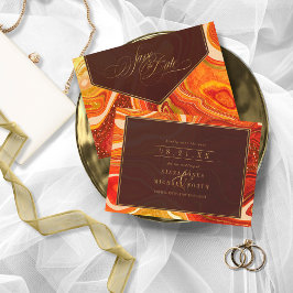 Abstrakt Agate Bröllop Hett Orange-ID827 Spara Datumet