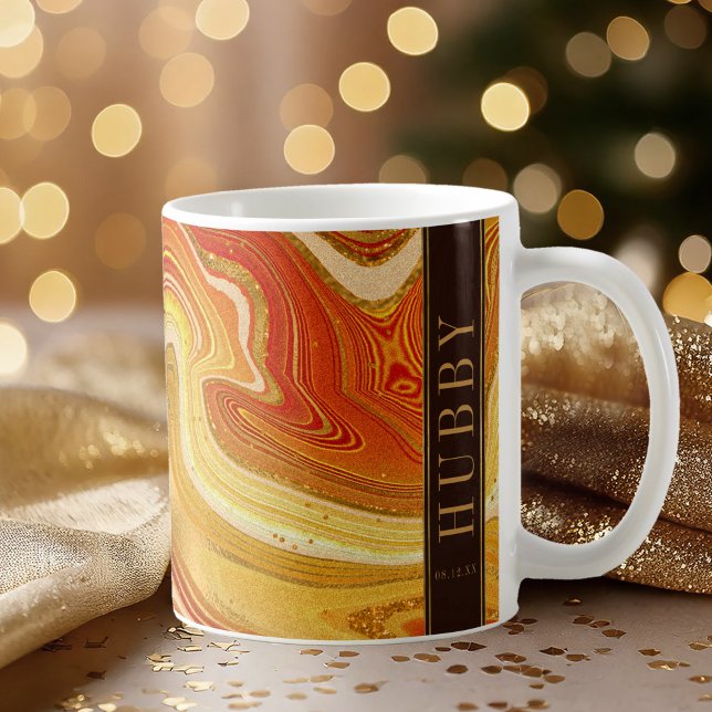 Abstrakt Agate Bröllop Hubby Hett Orange-ID827 Kaffemugg (Skapare uppladdad)