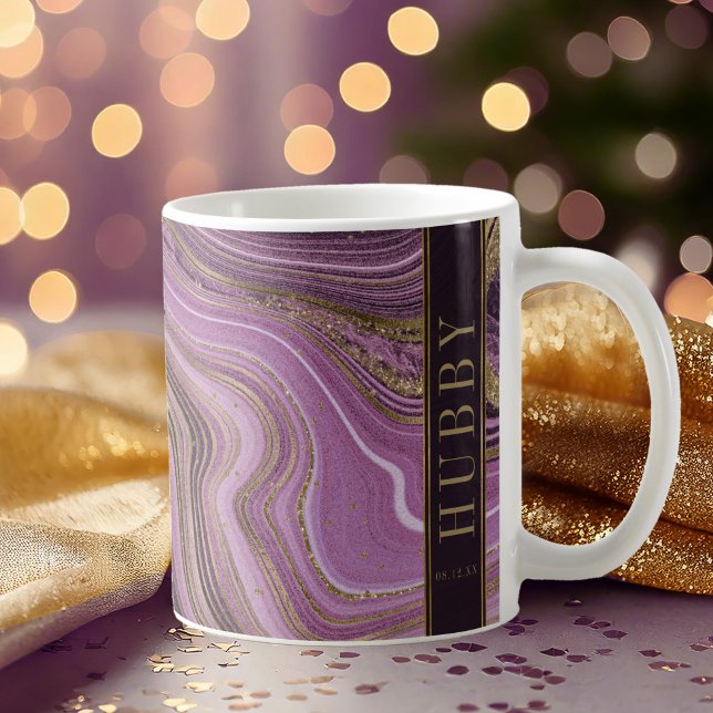 Abstrakt Agate Bröllop Hubby Mauve ID827 Kaffemugg (Skapare uppladdad)
