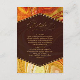 Abstrakt Agate Bröllop Information Hett Orange-ID8 Tilläggskort