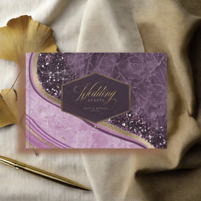 Abstrakt Agate Bröllop Mauve ID827 Gästböcker (Skapare uppladdad)