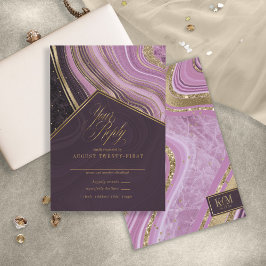 Abstrakt Agate Bröllop Mauve ID827 OSA Kort