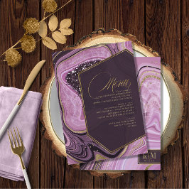 Abstrakt Agate Bröllop Menu V1 Mauve ID827 Meny
