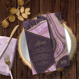 Abstrakt Agate Bröllop Menu V2 Mauve ID827 Meny
