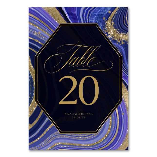Abstrakt Agate Bröllop Midnight ID827 Bordsnummer (Framsidan)