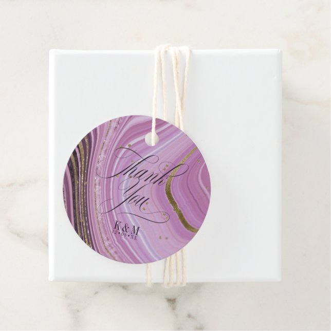 Abstrakt Agate Bröllop Tack Mauve ID827 Gåvor Etiketter (På plats)