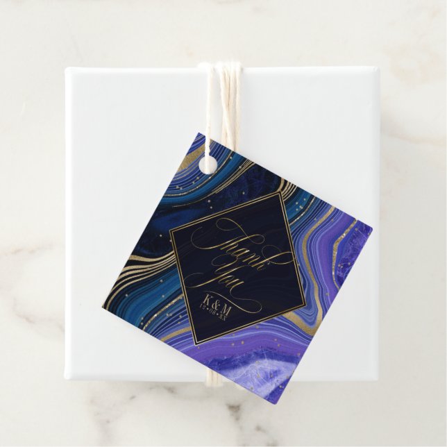 Abstrakt Agate Bröllop Tack Midnight ID827 Gåvor Etiketter (På plats)