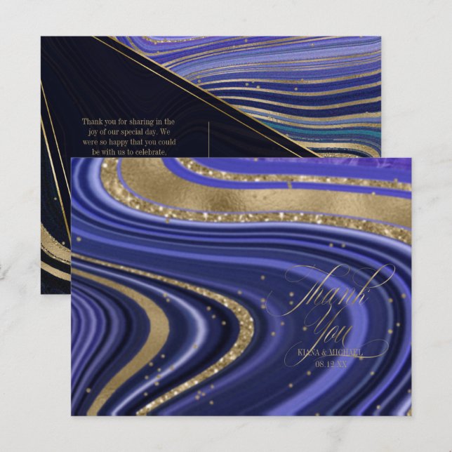 Abstrakt Agate Bröllop Tack Midnight ID827 Meddelande Vykort (Fram/baksida)