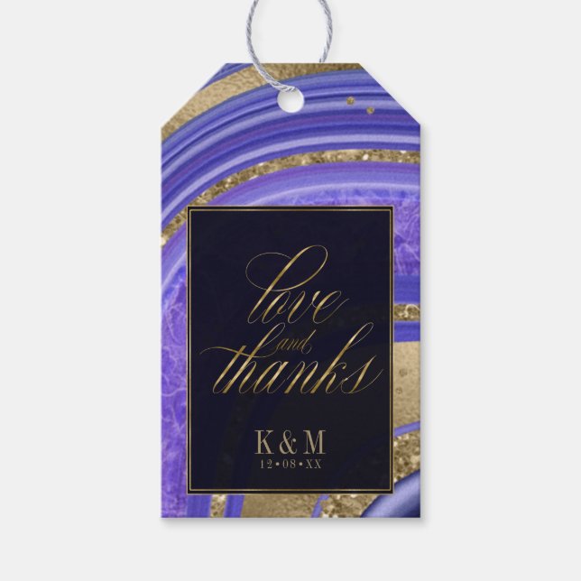 Abstrakt Agate Bröllop Tack Midnight ID827 Presentetikett (Framsidan)