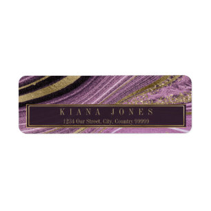 Abstrakt Agate Bröllop V1 Mauve ID827 Returadress Etikett