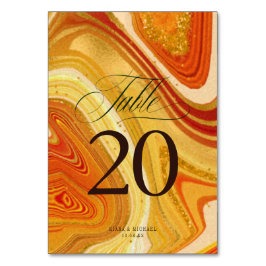 Abstrakt Agate Bröllop V2 Hett Orange-ID827 Bordsnummer