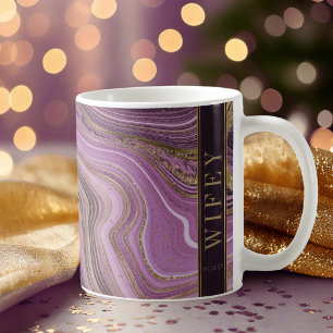 Abstrakt Agate Bröllop Wifey Mauve ID827-kaffe Kaffemugg