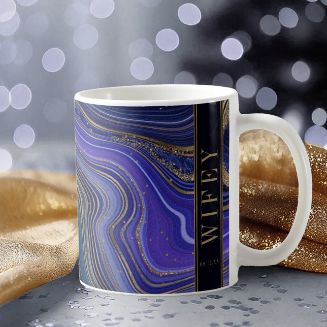 Abstrakt Agate Bröllop Wifey Midnight ID827 Kaffemugg (Skapare uppladdad)